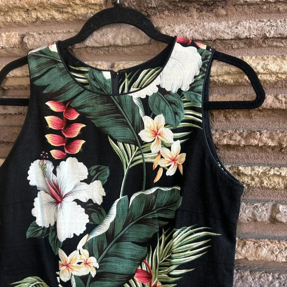 Iolani Made in Hawaii Black Hibiscus Floral Pencil Maxi Dress Size Small - Picture 6 of 9